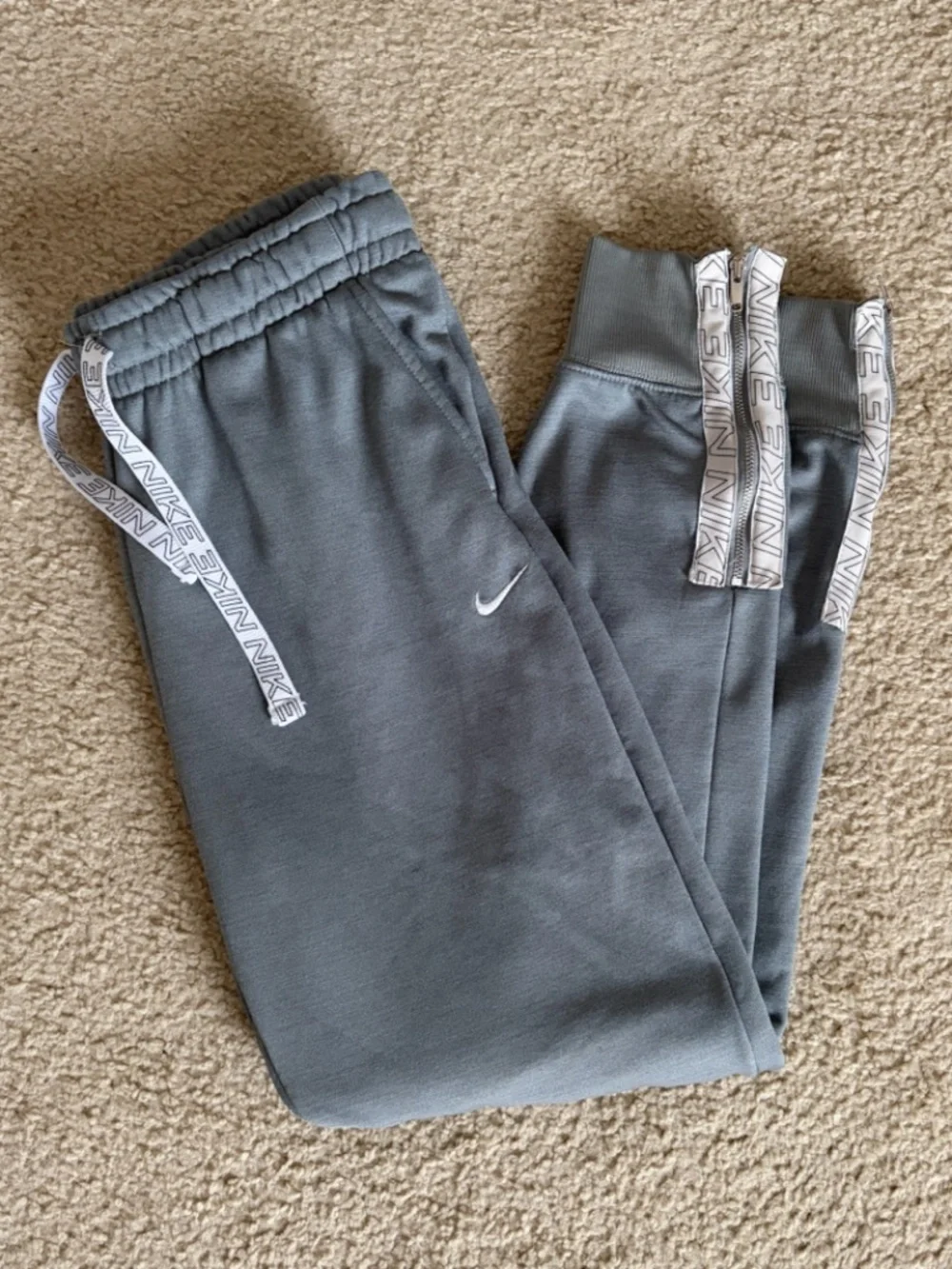 Nike Dri-Fit Joggers Fleece Sweatpants Grey Size Small